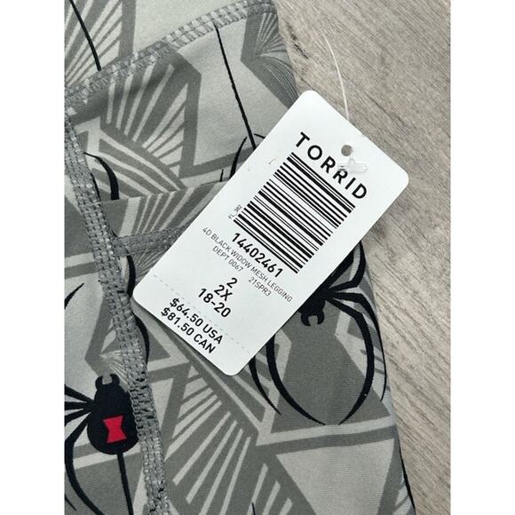 NWT Torrid x Marvel Womens Pants Mesh Leggings 4D Black Widow Gray Size 2X - Picture 6 of 8